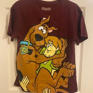 Size Small Maroon Scooby-Doo! Print Short-Sleeve T-Shirt with Shaggy and Scooby